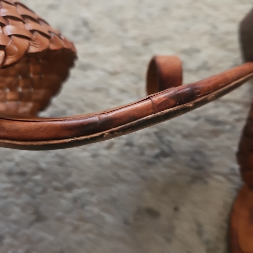 Loeffler Randall Brown Braided Leather Block Heel Chic & Timeless Sandal 7 - Picture 13 of 14